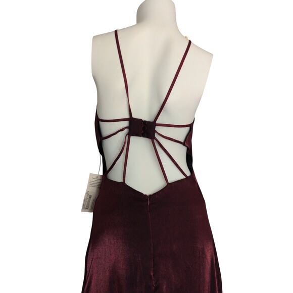 Vintage 90s Halter‎ Maxi Dress Medium Open Back Strappy Satin Grunge Whimsigoth - Picture 5 of 8